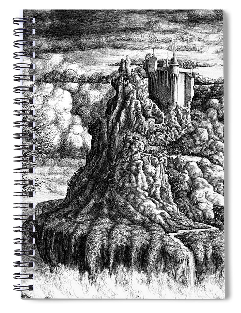 Fantasy Landscape Spiral Notebook featuring the drawing Castles Made of Sand by Peter Rashford