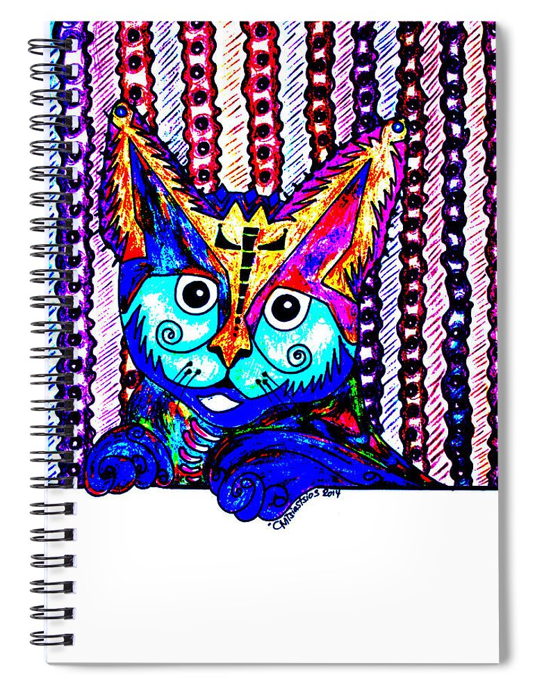 Cat Spiral Notebook featuring the drawing Cat 1 by Carol Tsiatsios