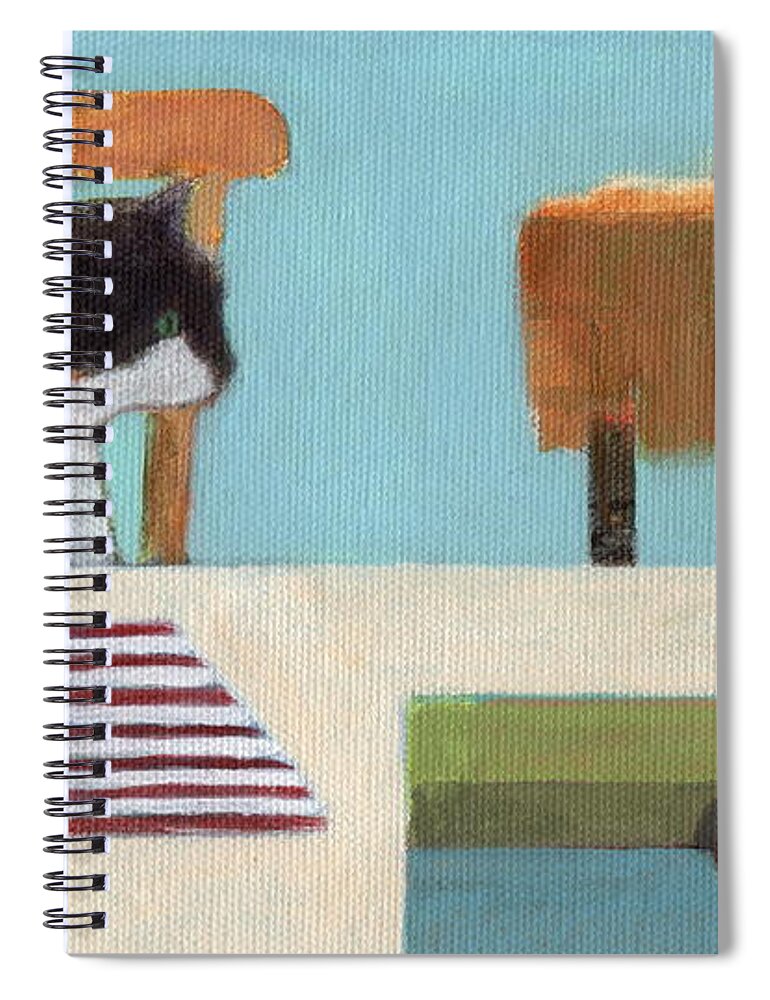 Cat Spiral Notebook featuring the painting Cat and Bunny by Kazumi Whitemoon