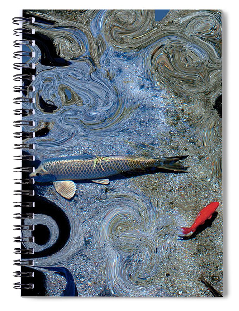 Alabama Photographer Spiral Notebook featuring the photograph Cat and Koi Blue by Lesa Fine