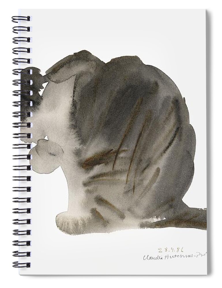 Cat Spiral Notebook featuring the painting Cat by Claudia Hutchins-Puechavy