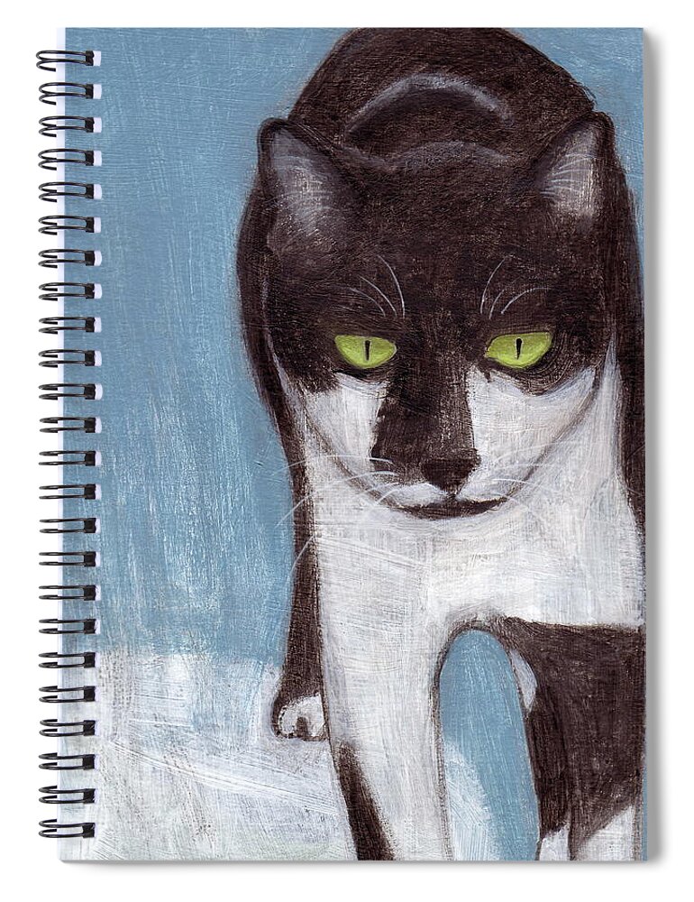 Cat In Winter Spiral Notebook featuring the painting Cat in Winter by Kazumi Whitemoon