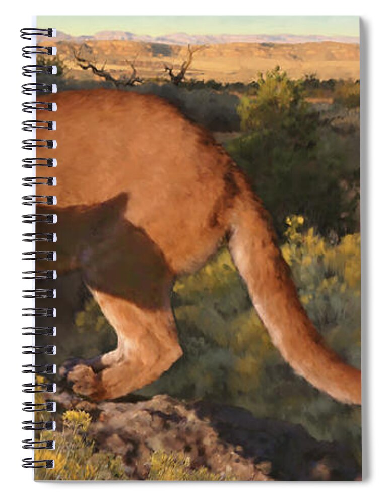 Cat Spiral Notebook featuring the painting Cat Stretch by Robert Corsetti