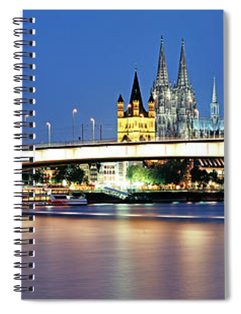 Panoramic Spiral Notebook featuring the photograph Cathedral And Rhine River by Murat Taner