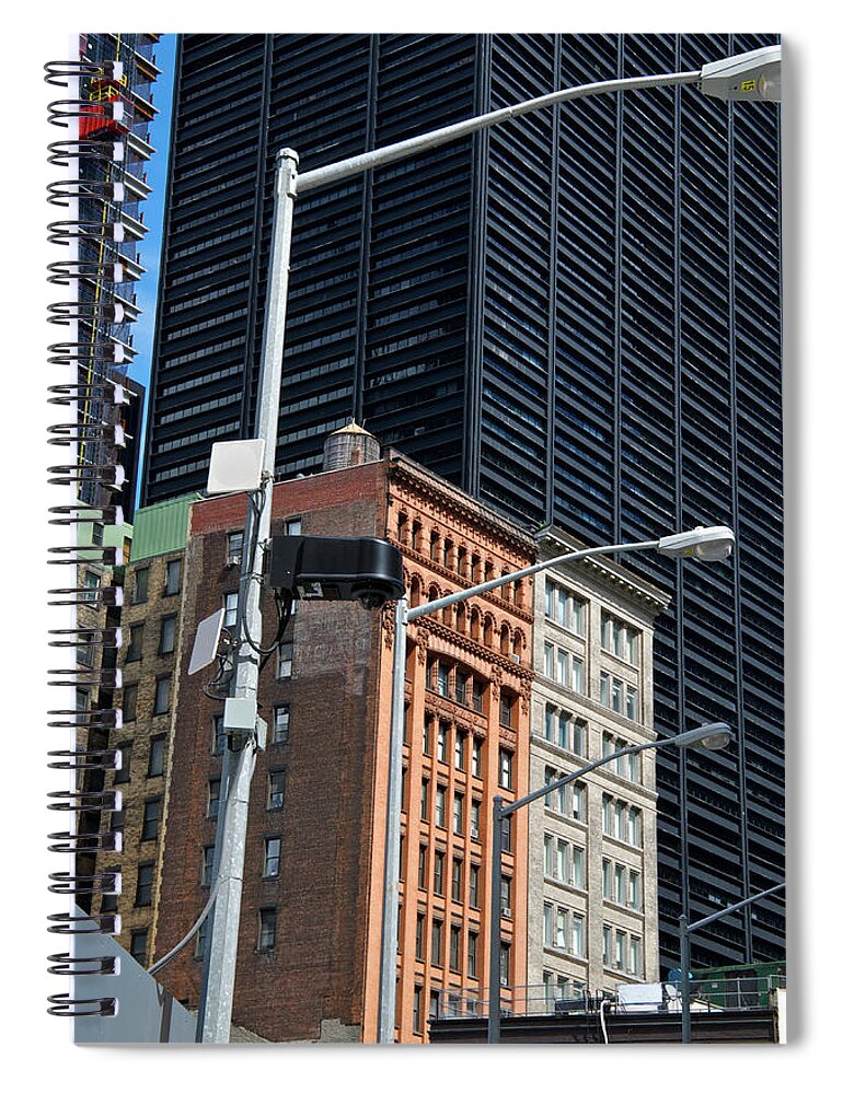 Lower Manhattan Spiral Notebook featuring the photograph Cctv Security Surveillance Cameras by Jaylazarin