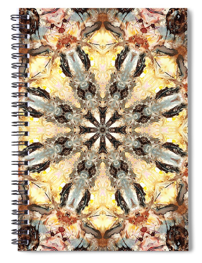 Mandala Spiral Notebook featuring the digital art Cecropia Sun 5 by Lisa Lipsett