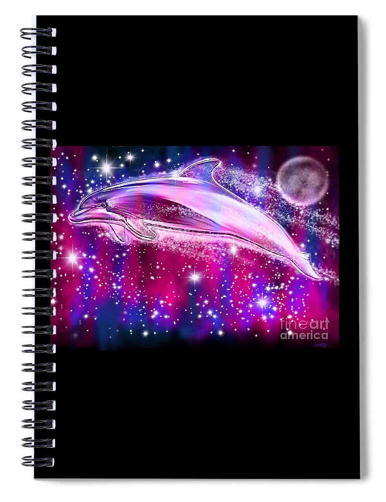 Dolphins Spiral Notebook featuring the painting Celestial Dolphin by Nick Gustafson