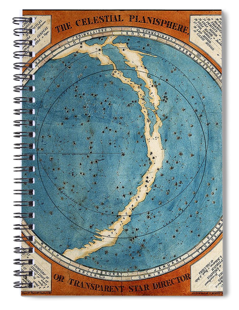 Historic Spiral Notebook featuring the photograph Celestial Planisphere 1777 by Wellcome Images