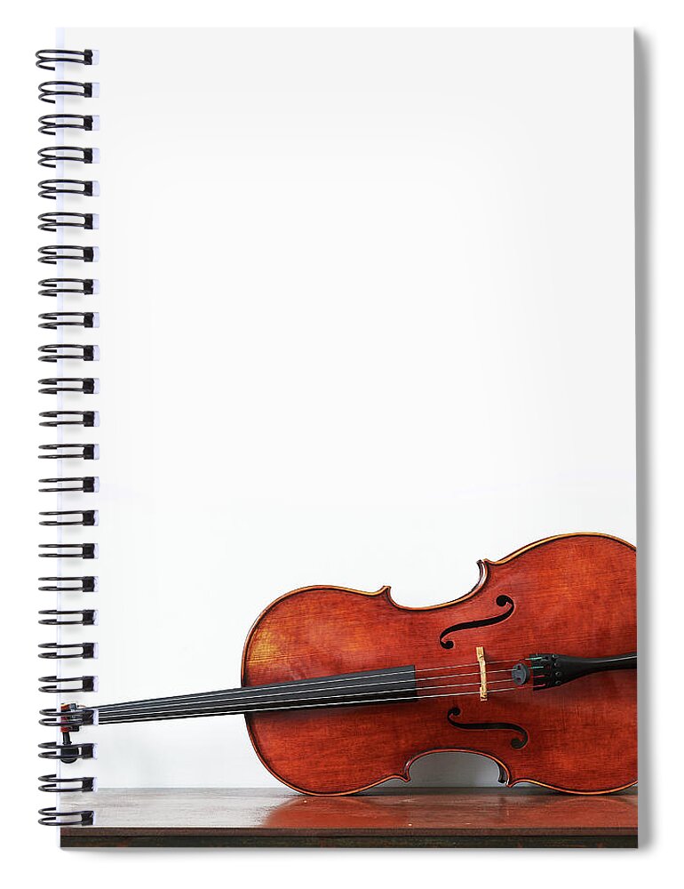 White Background Spiral Notebook featuring the photograph Cello - Violoncelle by Graigue.com