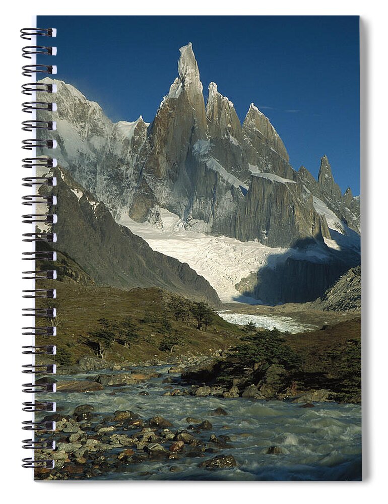 Feb0514 Spiral Notebook featuring the photograph Cerro Torre From Agostini Patagonian by Colin Monteath