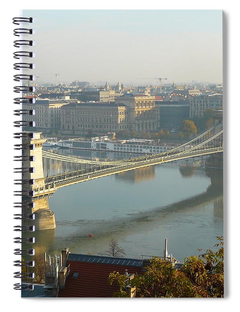 Tranquility Spiral Notebook featuring the photograph Chain Bridge by Ilona Nagy