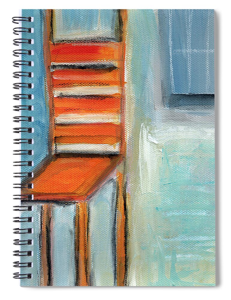 Chair Spiral Notebook featuring the painting Chair By The Window- Painting by Linda Woods