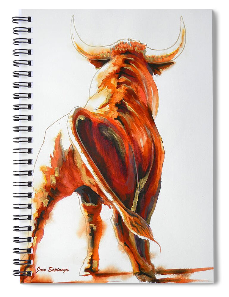 Fight Bull Spiral Notebook featuring the painting C H A L L E N G E R . by J U A N - O A X A C A