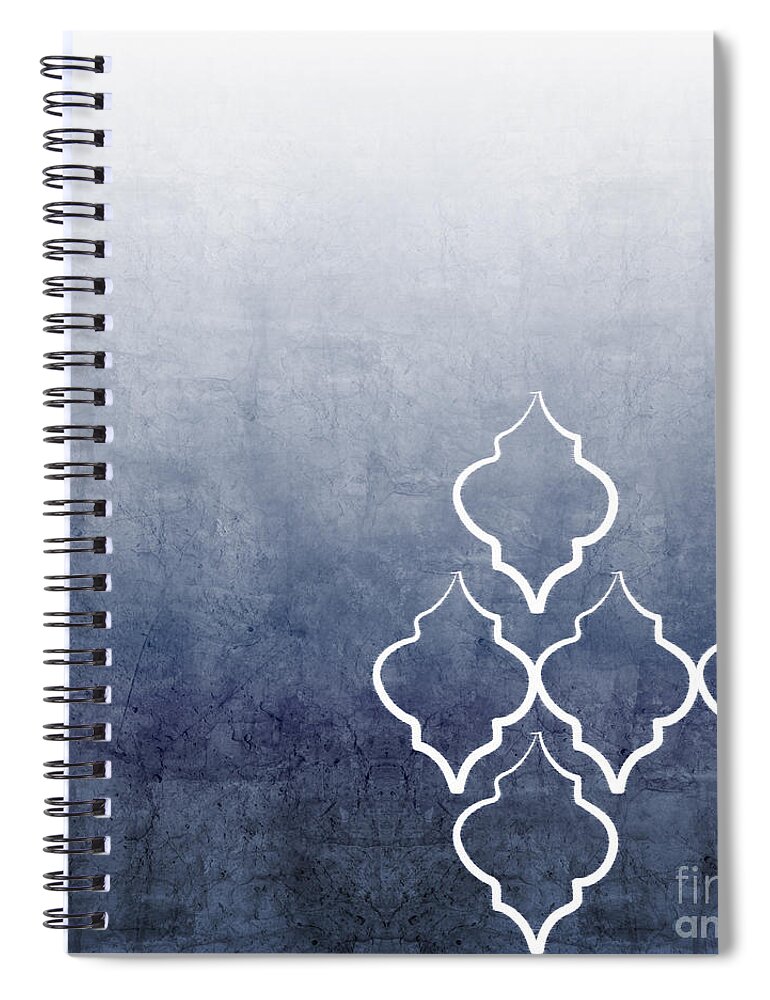 Abstract Spiral Notebook featuring the mixed media Chambray Ombre by Linda Woods