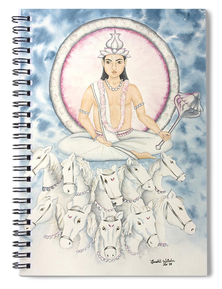 Vedic Astrology Spiral Notebook featuring the painting Chandra The Moon by Srishti Wilhelm