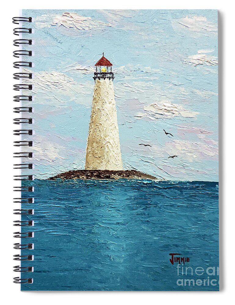 Channel Lighthouse Spiral Notebook featuring the painting Channel Lighthouse by Jimmie Bartlett