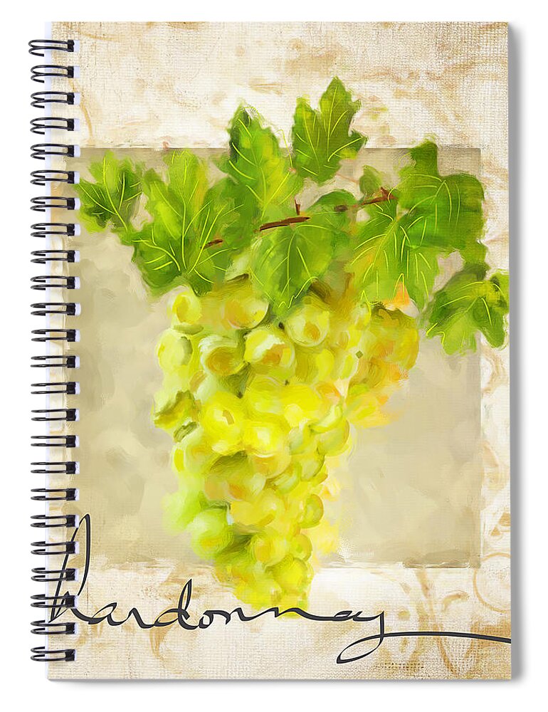 Wine Spiral Notebook featuring the painting Chardonnay by Lourry Legarde