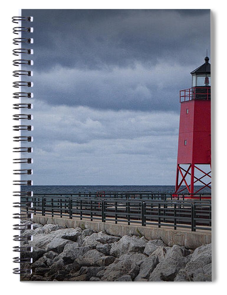 Art Spiral Notebook featuring the photograph Charlevoix Michigan Lighthouse by Randall Nyhof