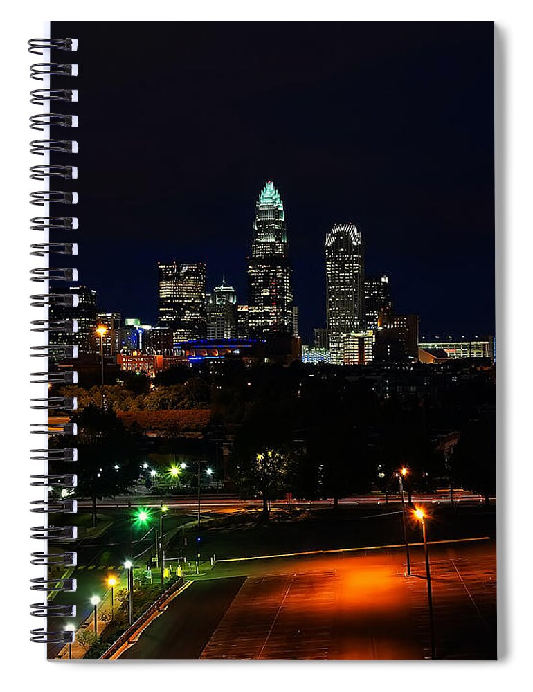 Charlotte Spiral Notebook featuring the photograph Charlotte NC at night by Flees Photos