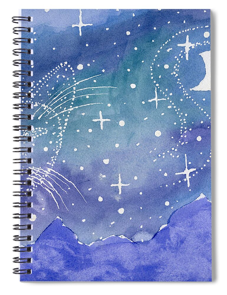 Night Spiral Notebook featuring the painting Charmed Night by Victor Vosen