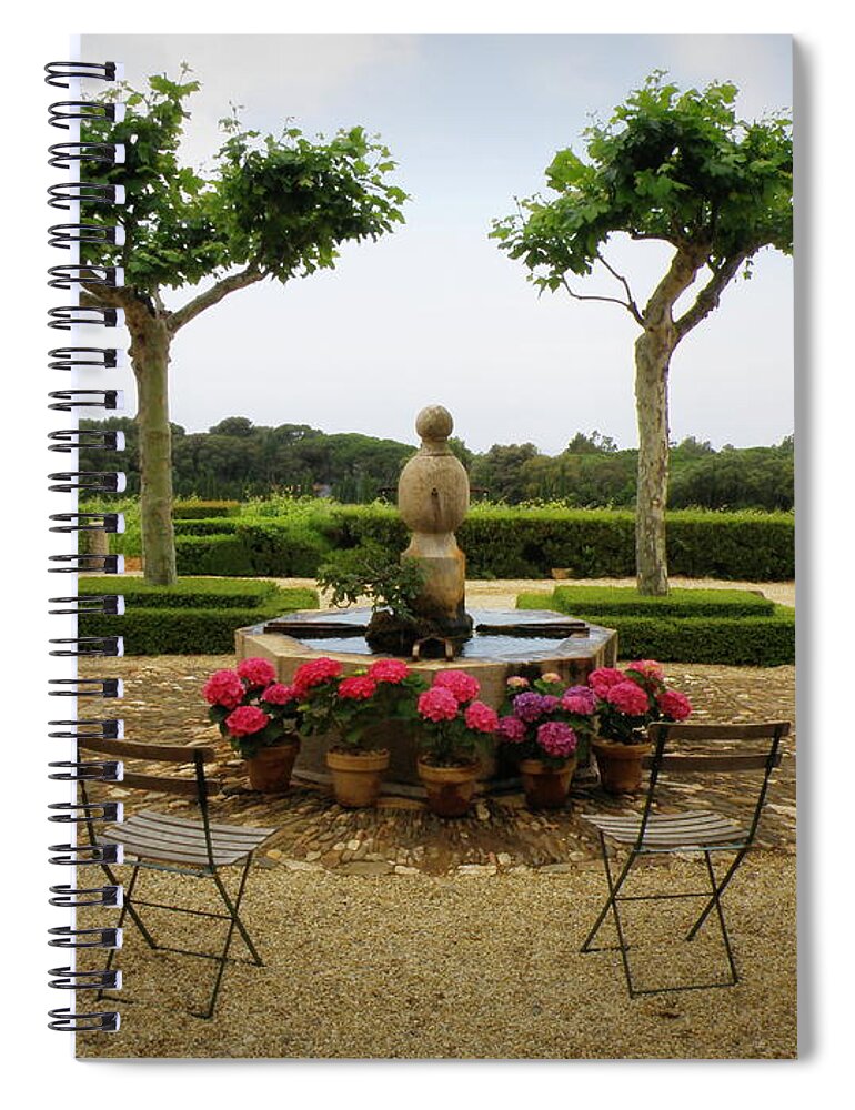 France Spiral Notebook featuring the photograph Chateau Malherbe Fountain by Lainie Wrightson