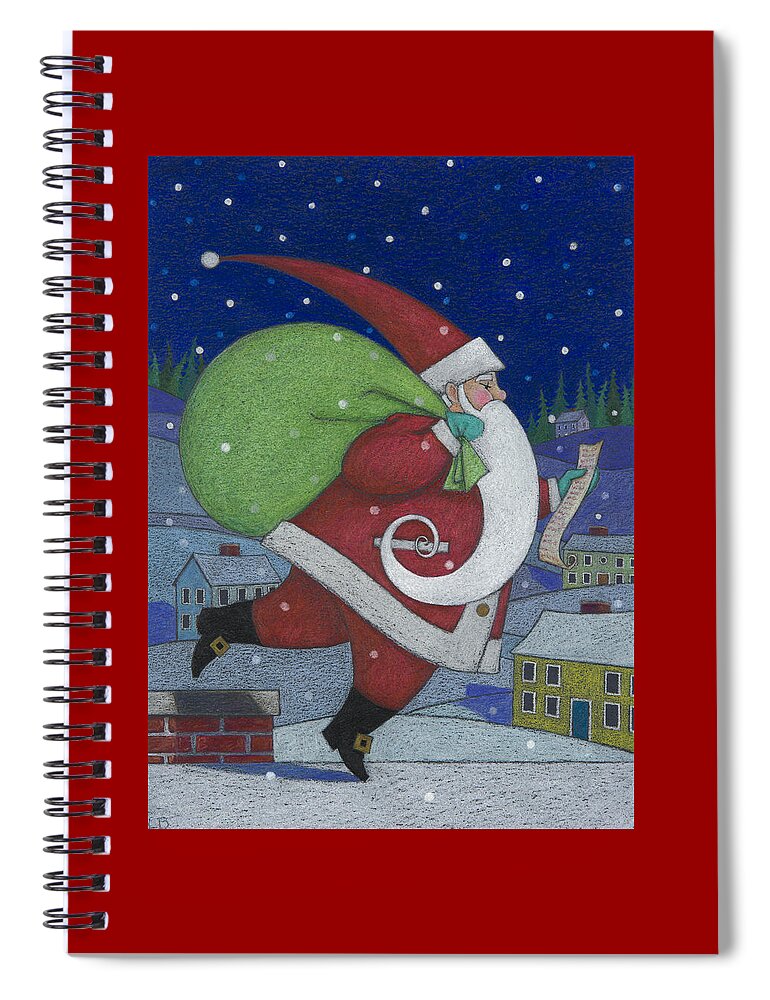 Santa Claus Spiral Notebook featuring the painting Checking it Twice by Lynn Bywaters