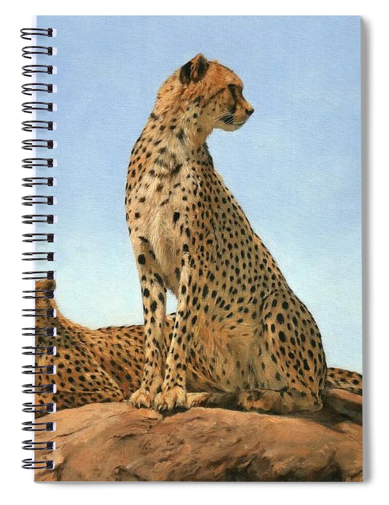 Cheetah Spiral Notebook featuring the painting Cheetahs by David Stribbling