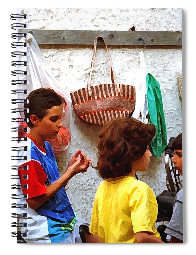 Cherda Spiral Notebook featuring the digital art Cherda Children by John Vincent Palozzi