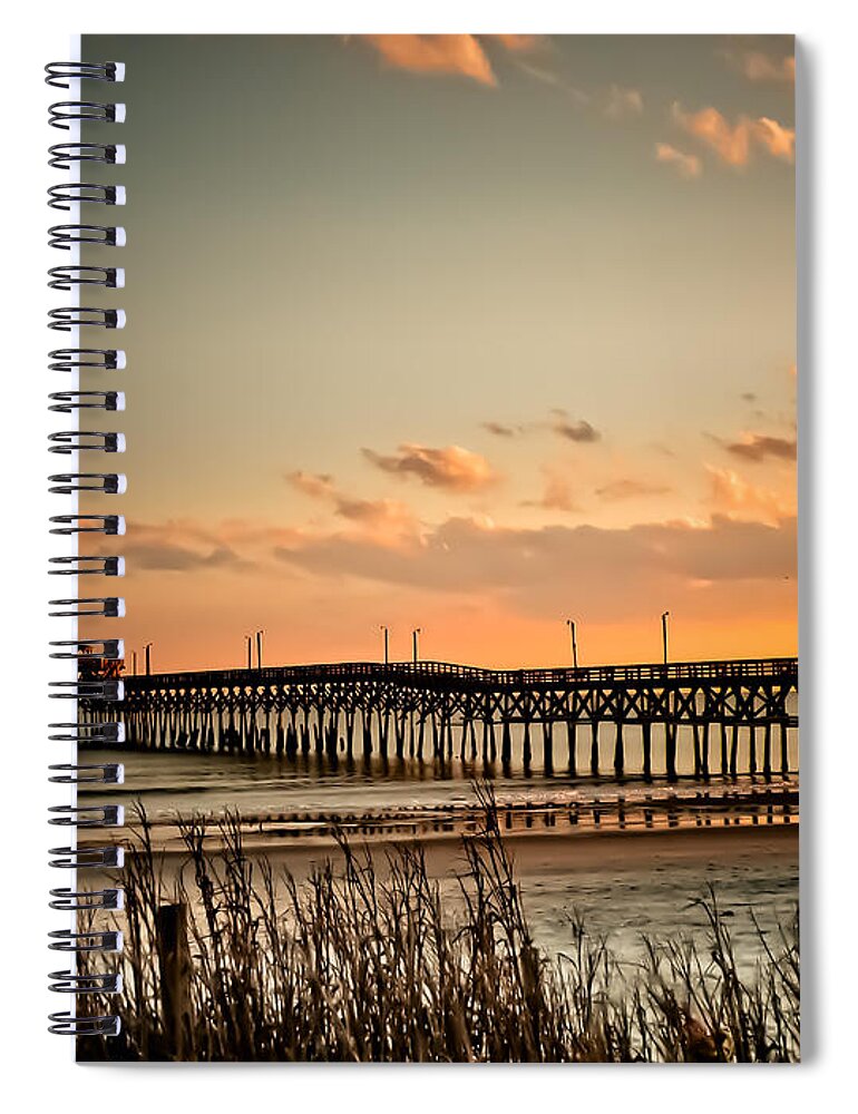 Cherry Grove Spiral Notebook featuring the photograph Cherry Grove Pier Myrtle Beach SC by Trish Tritz