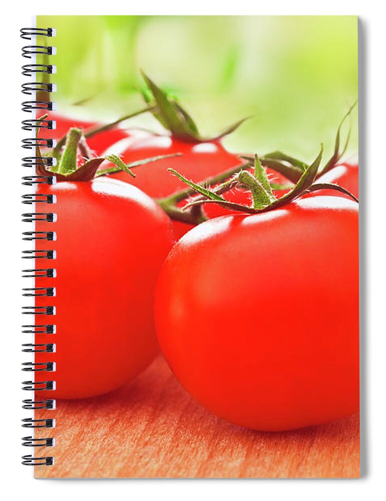 Juicy Spiral Notebook featuring the photograph Cherry Tomatoes by Kirbyphoto