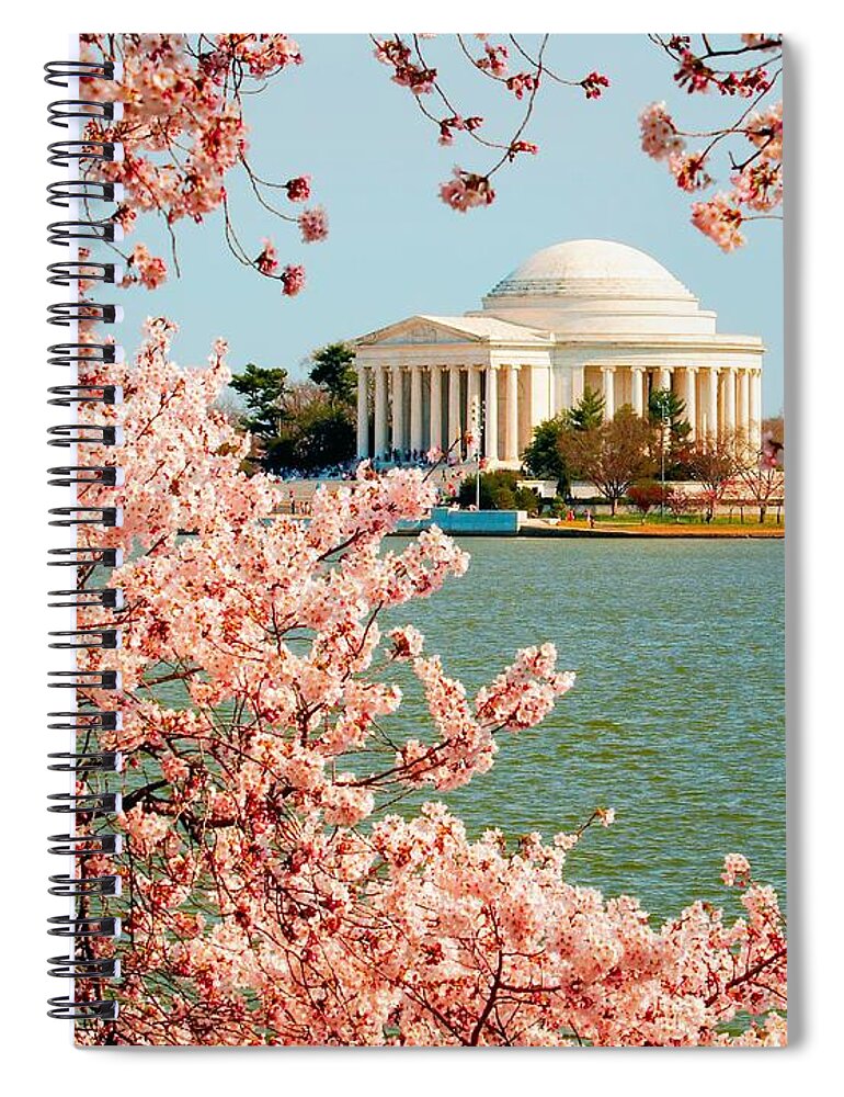 Cherry Spiral Notebook featuring the photograph Cherry Trees at the Jefferson by Nick Zelinsky Jr