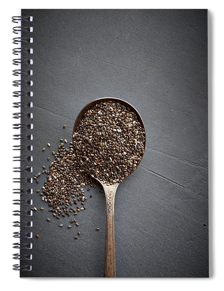 Spoon Spiral Notebook featuring the photograph Chia Seeds by Lew Robertson