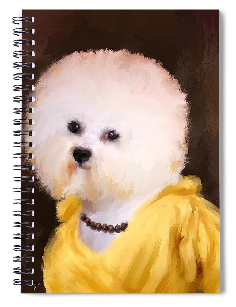 Bichon Spiral Notebook featuring the painting Chic Bichon Frise by Jai Johnson