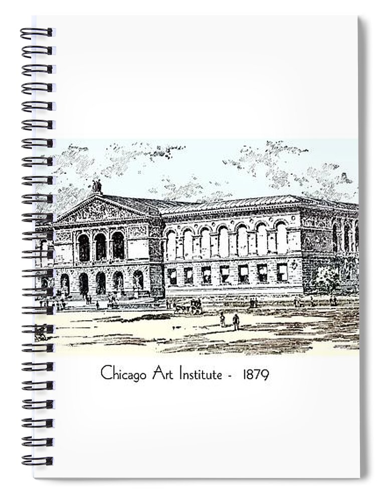 Chicago Spiral Notebook featuring the digital art Chicago Art Institute - 1879 by John Madison