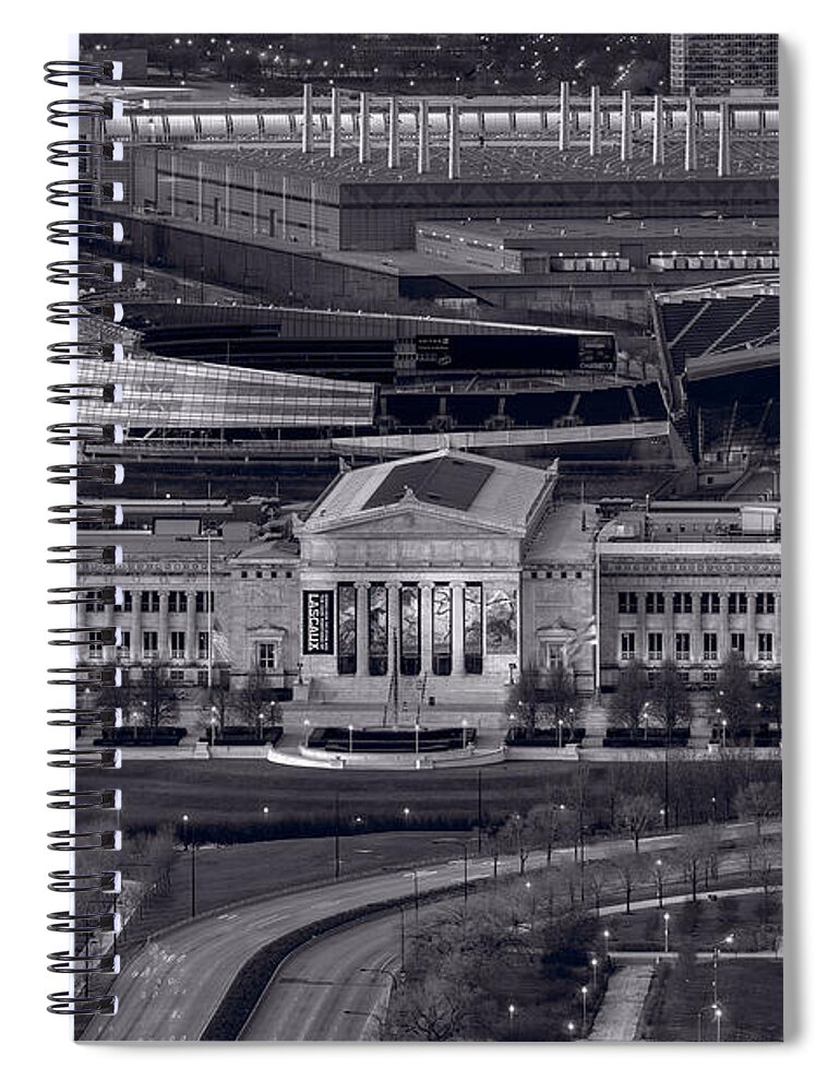 Chicago Spiral Notebook featuring the photograph Chicago Icons BW by Steve Gadomski