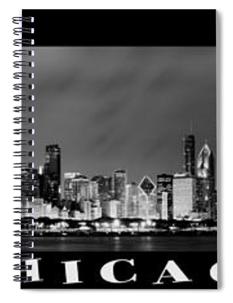 Chicago Skyline Spiral Notebook featuring the photograph Chicago Panorama at Night by Sebastian Musial