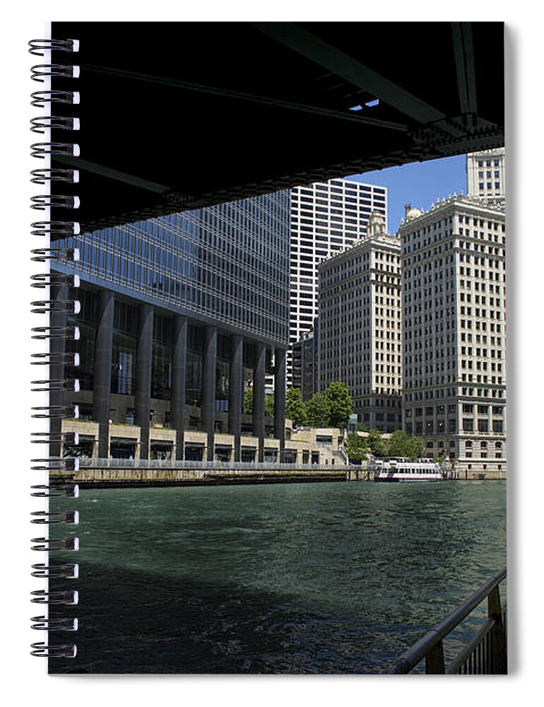 Riverwalk Spiral Notebook featuring the photograph Chicago River Walk Going East 02 by Thomas Woolworth