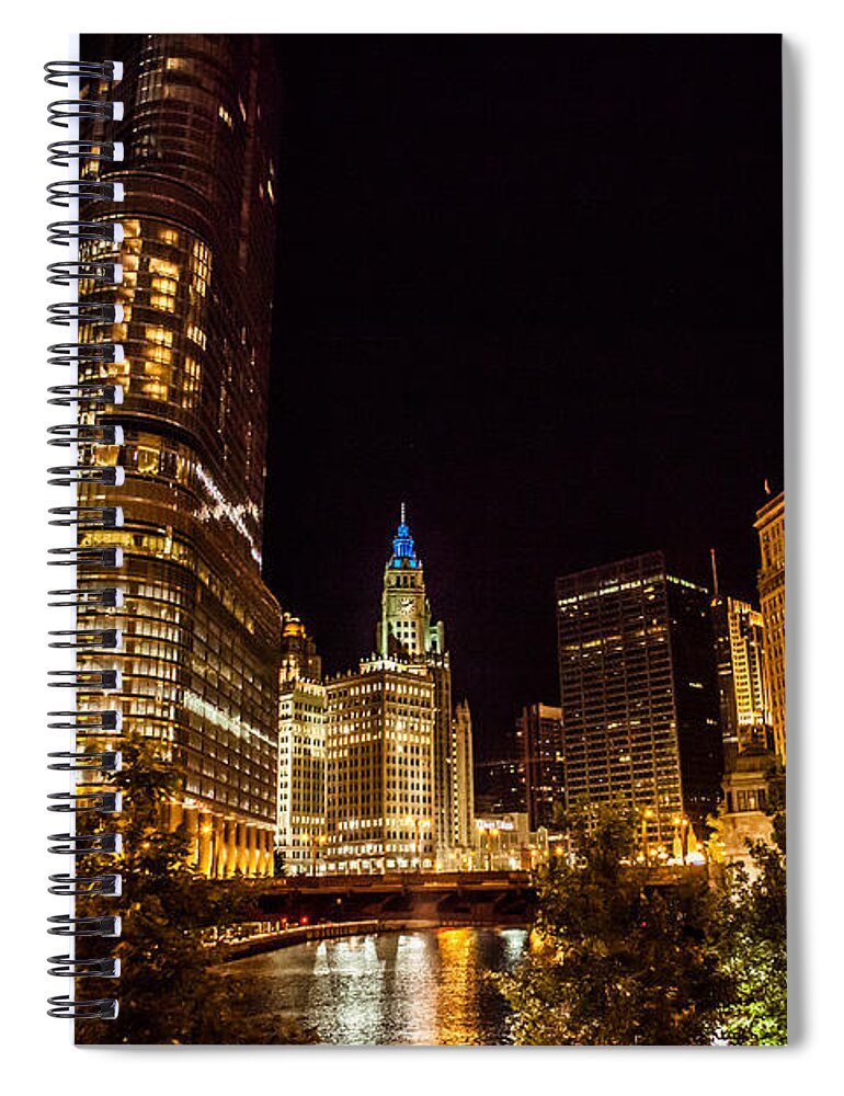 Skyline Spiral Notebook featuring the photograph Chicago Riverwalk by Melinda Ledsome