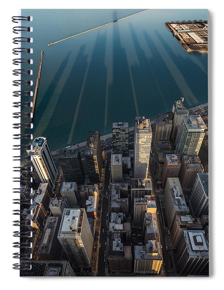 Chicago Spiral Notebook featuring the photograph Chicago Shadows by Steve Gadomski