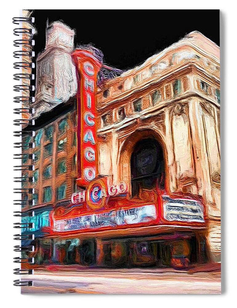 Chicago Spiral Notebook featuring the painting Chicago Theater - 23 by Ely Arsha