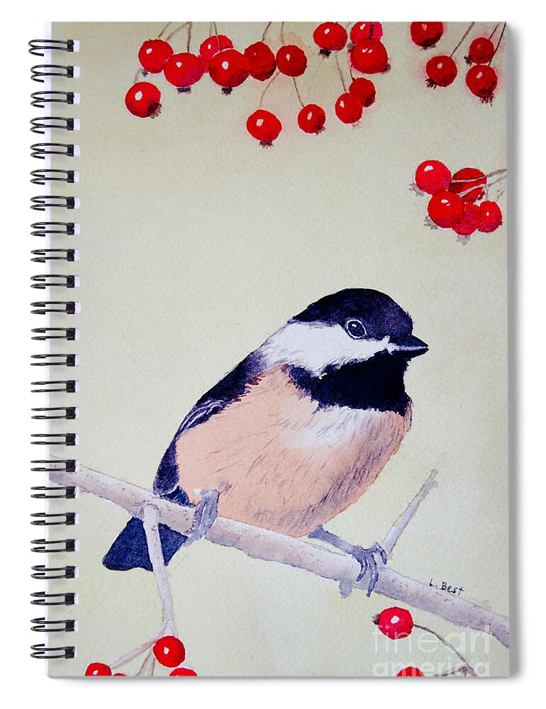 Chickadee Spiral Notebook featuring the painting Chickadee by Laurel Best