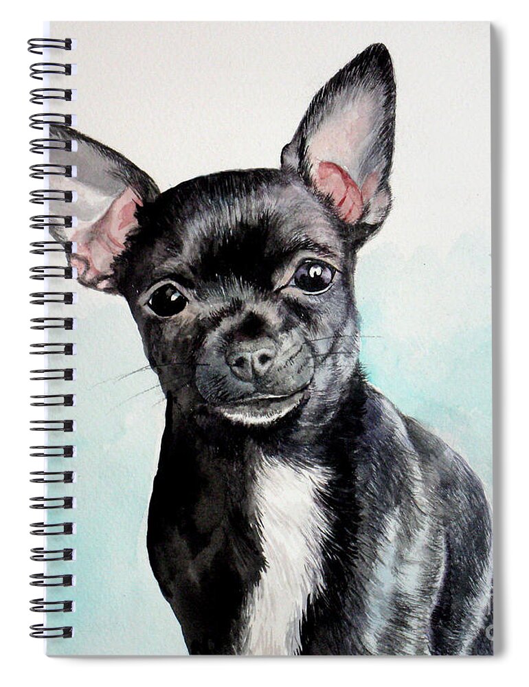 Dog Spiral Notebook featuring the painting Chihuahua black by Christopher Shellhammer
