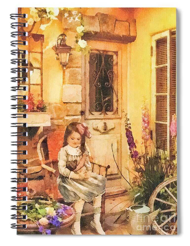Childhood Spiral Notebook featuring the painting Childhood by Mo T