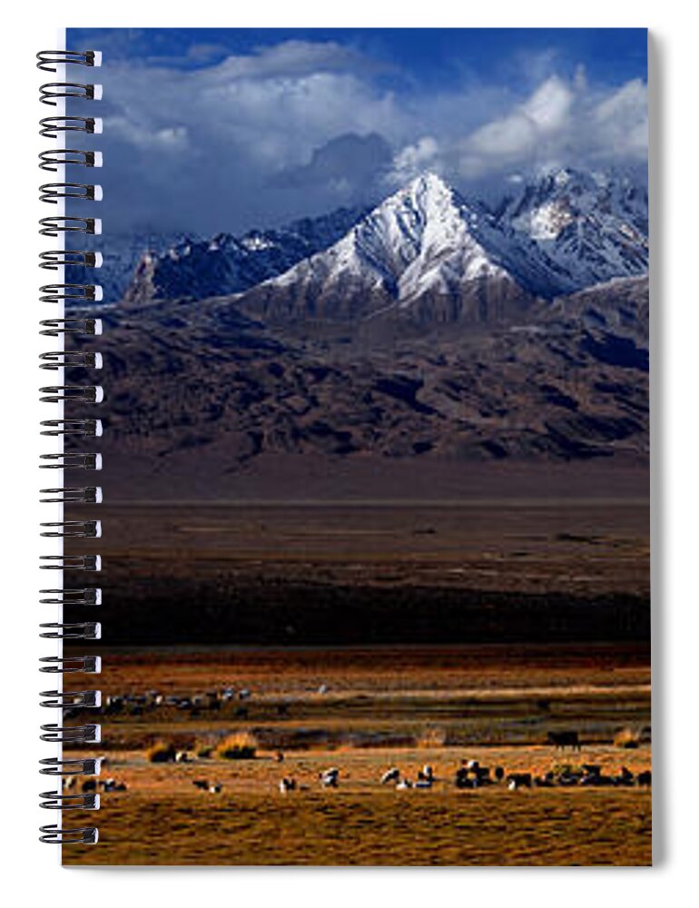 Tranquility Spiral Notebook featuring the photograph China In Xinjiang, Pamir by 100