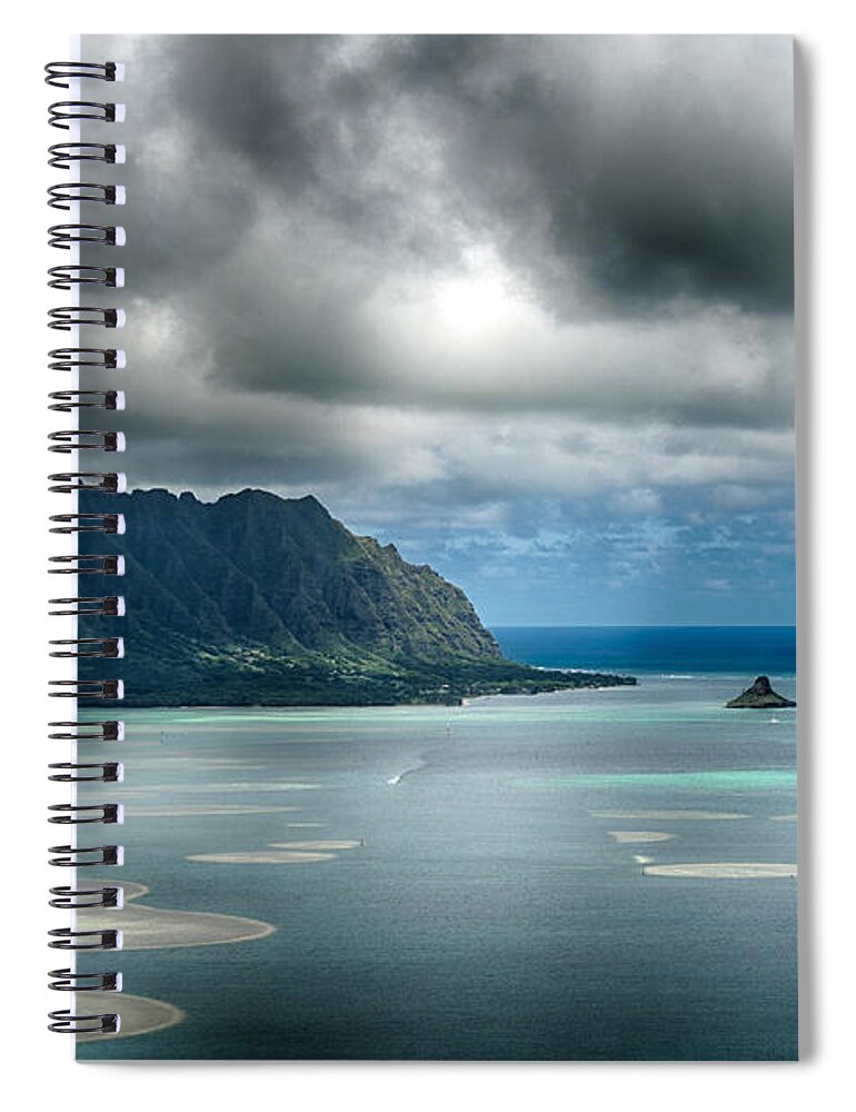Hawaii Spiral Notebook featuring the photograph Chinaman's Hat from Puu Maelieli by Dan McManus