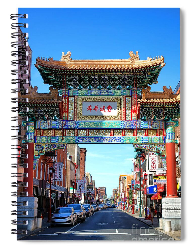 Philadelphia Spiral Notebook featuring the photograph Chinatown Friendship Gate by Olivier Le Queinec