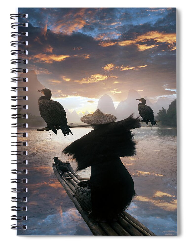Tranquility Spiral Notebook featuring the photograph Chinese Fisherman With Cormorant by Buena Vista Images