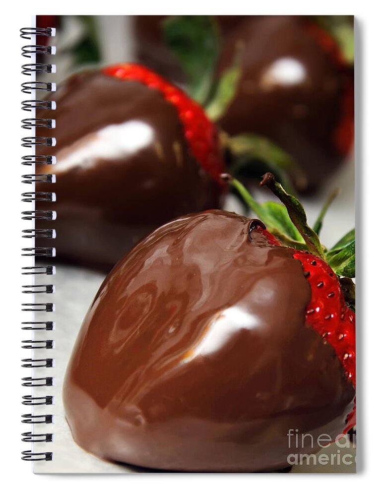 Andee Design Food Spiral Notebook featuring the photograph Chocolate Covered Strawberries by Andee Design