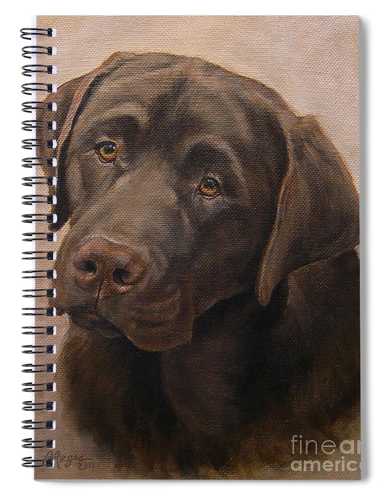 Dog Spiral Notebook featuring the painting Chocolate Labrador Retriever Portrait by Amy Reges