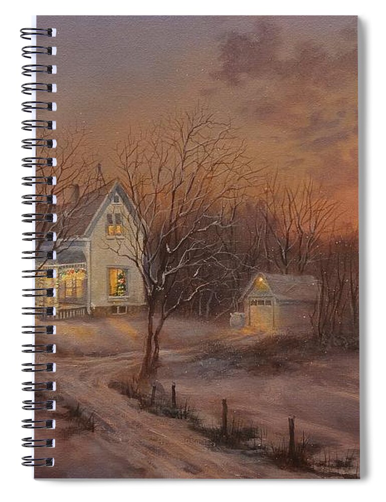  Christmas Spiral Notebook featuring the painting Christmas at the Farm by Tom Shropshire